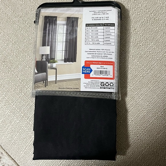 Mainstays Black Sheer Panel - Picture 2 of 2
